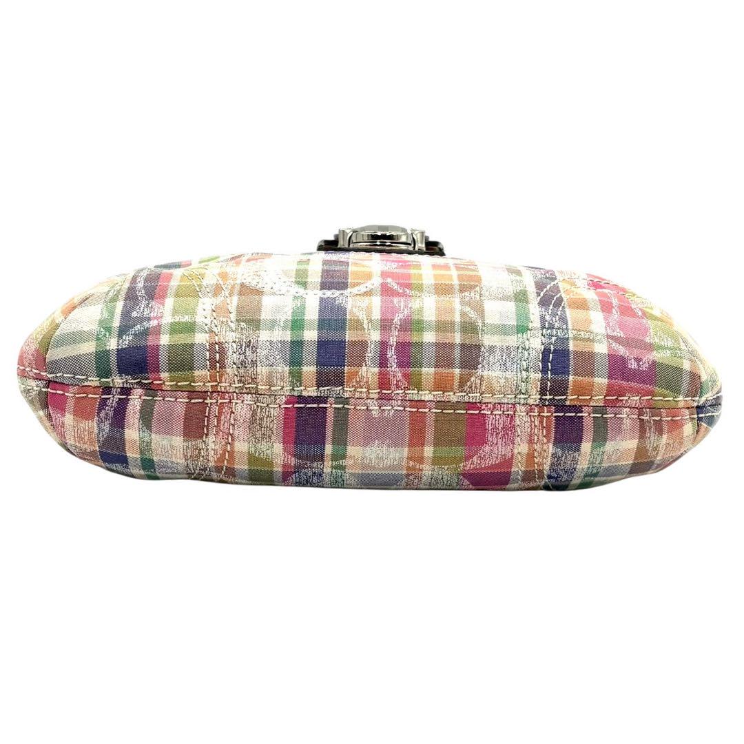 COACH Shoulder Bag Purse Signature Nylon Multicolor Authentic