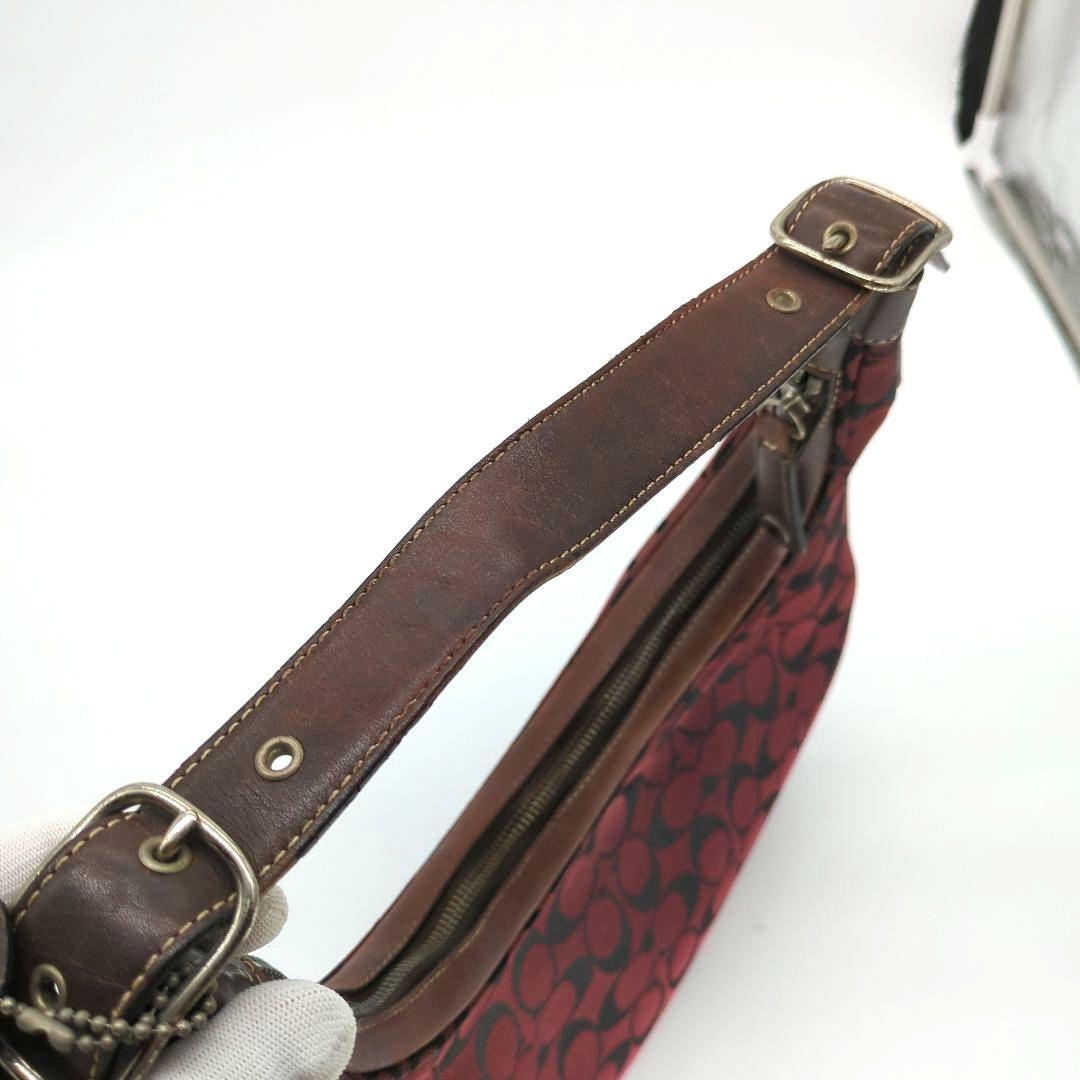 COACH Shoulder Bag Purse Signature Hobo Red Authentic