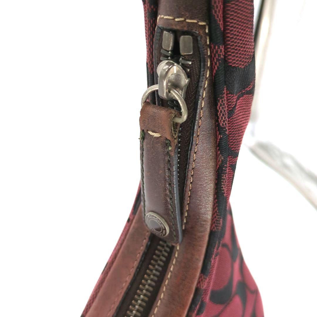 COACH Shoulder Bag Purse Signature Hobo Red Authentic
