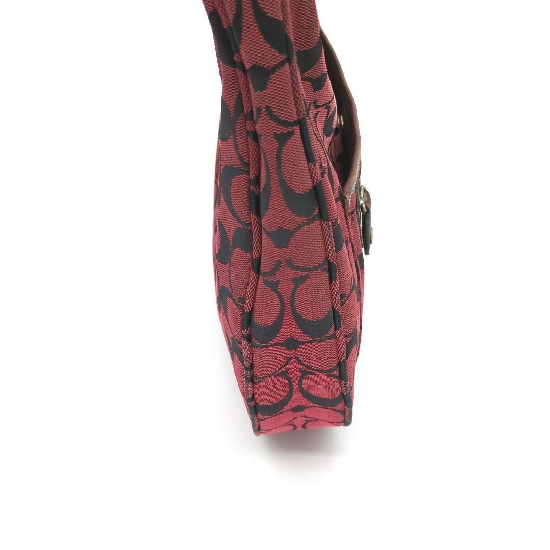 COACH Shoulder Bag Purse Signature Hobo Red Authentic