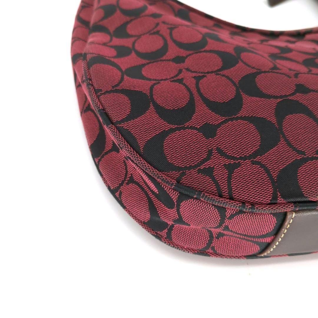 COACH Shoulder Bag Purse Signature Hobo Red Authentic
