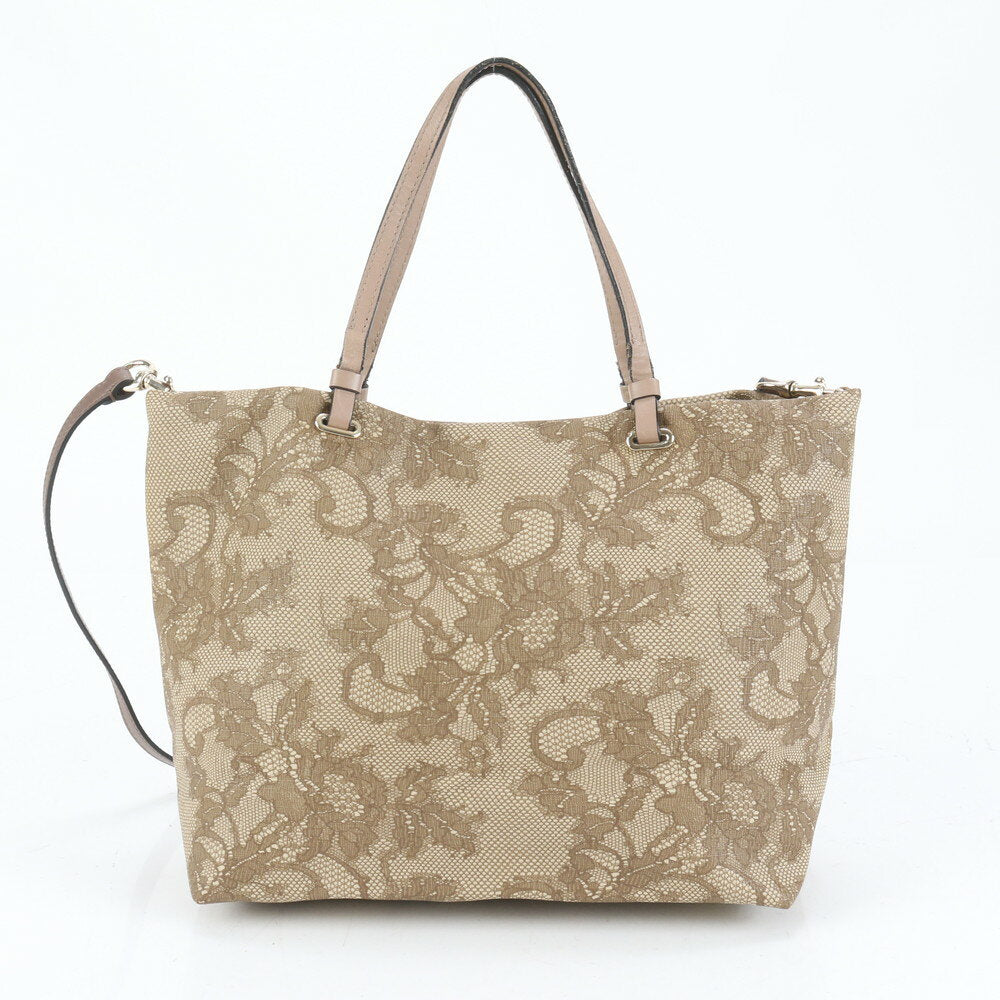 Valentino Garavani Shoulder Bag Purse 2way Leather Coated Canvas Beige Authentic