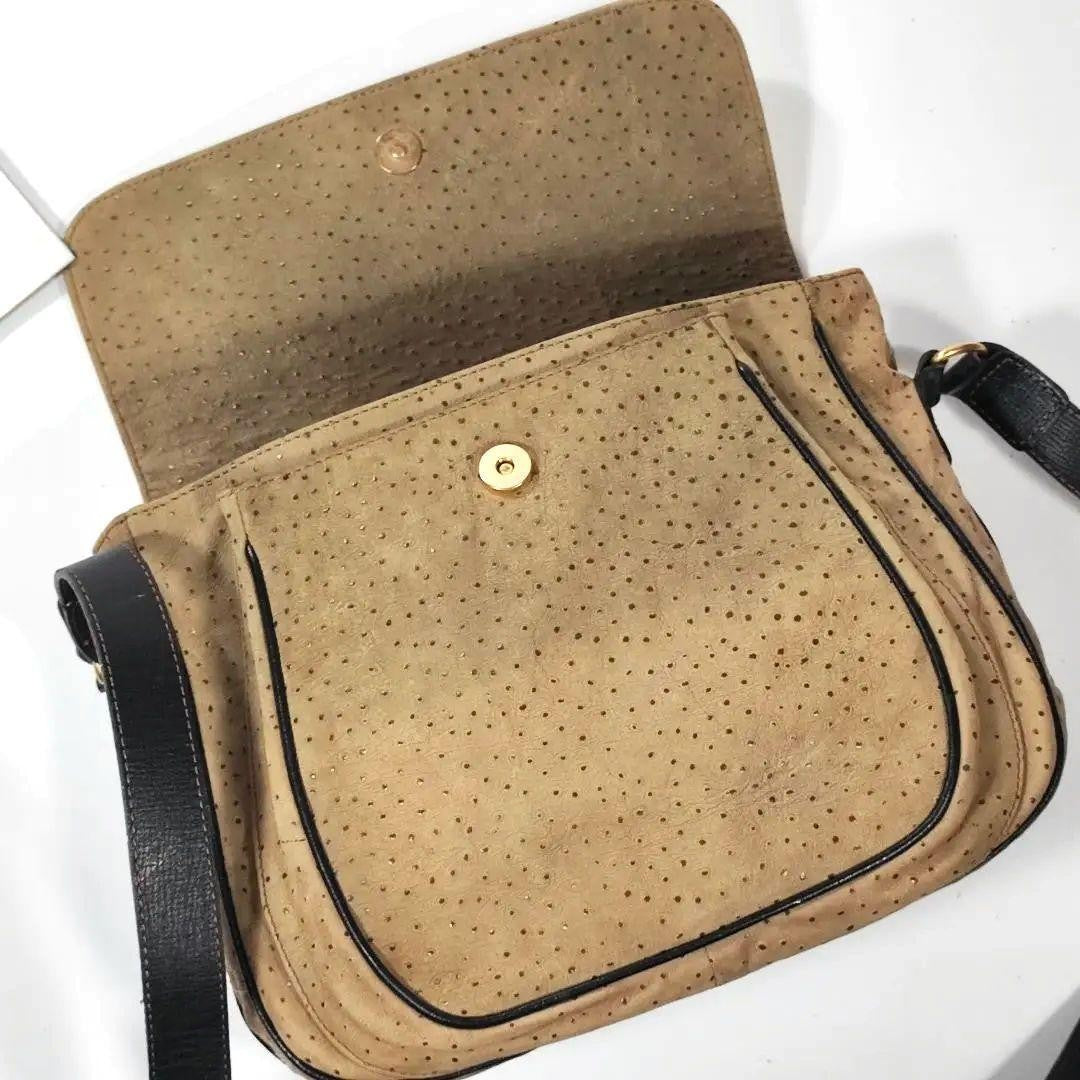 Valentino Garavani Shoulder Bag Purse Logo Leather Beige Gold Authentic