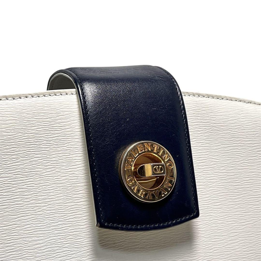 Valentino Garavani Hand Bag Tote Purse Navy White Authentic