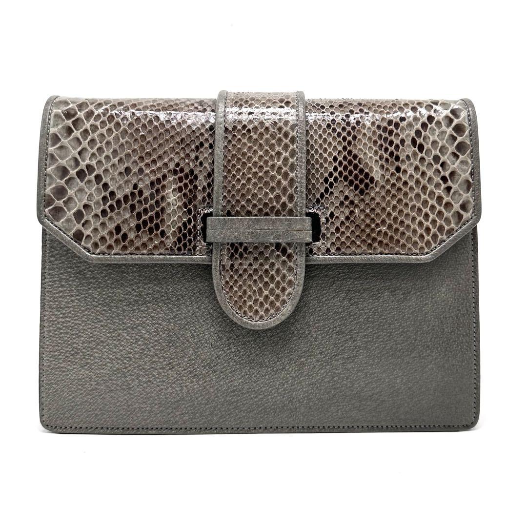Valentino Garavani Shoulder Bag Purse 2way Leather Gray Brown Authentic