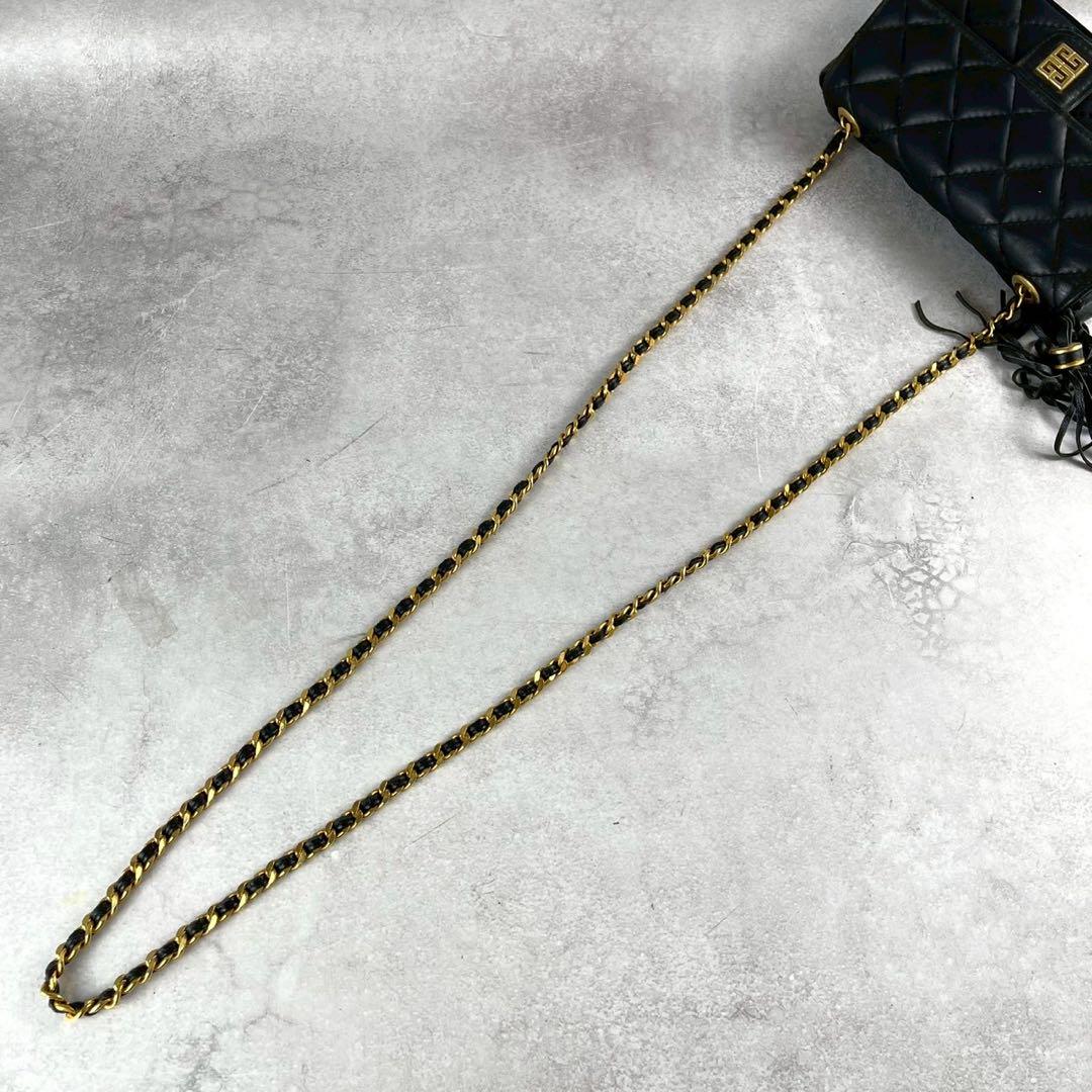 GIVENCHY Shoulder Bag Purse 4G Chain Leather Black Authentic