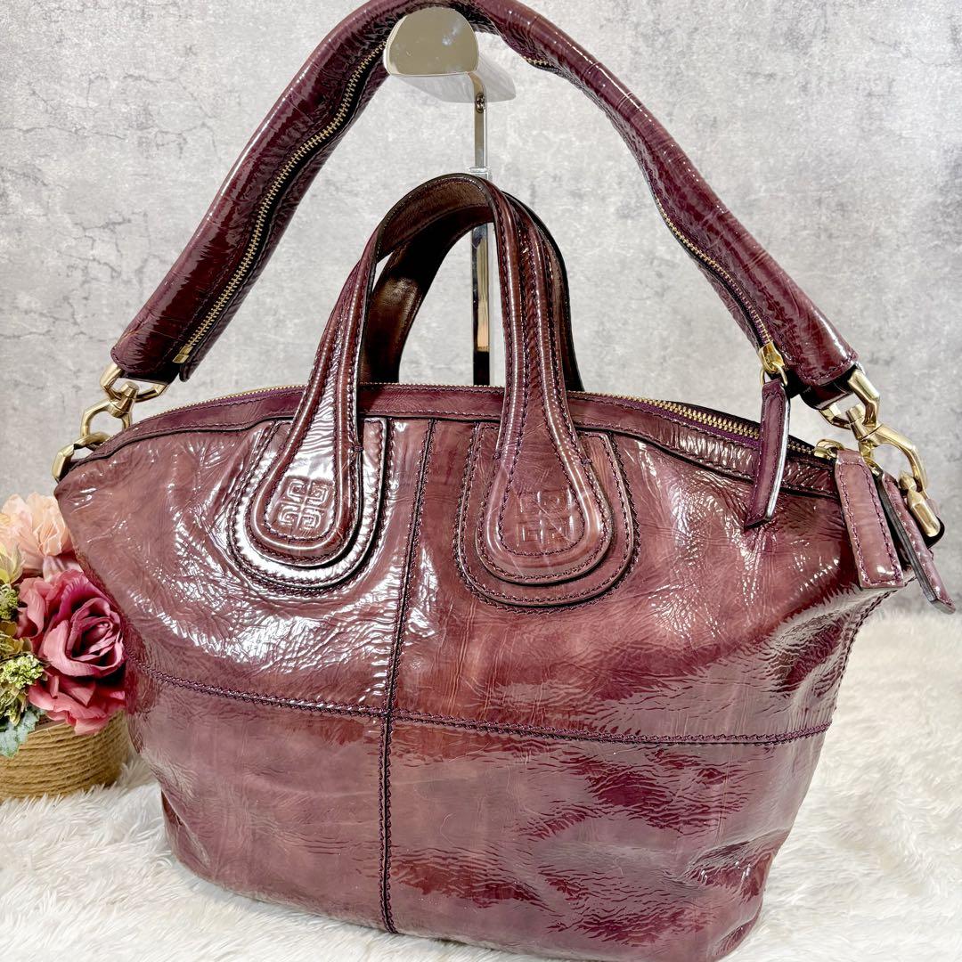 GIVENCHY Shoulder Bag Purse 2way Nightingale 4G Leather Purple Authentic