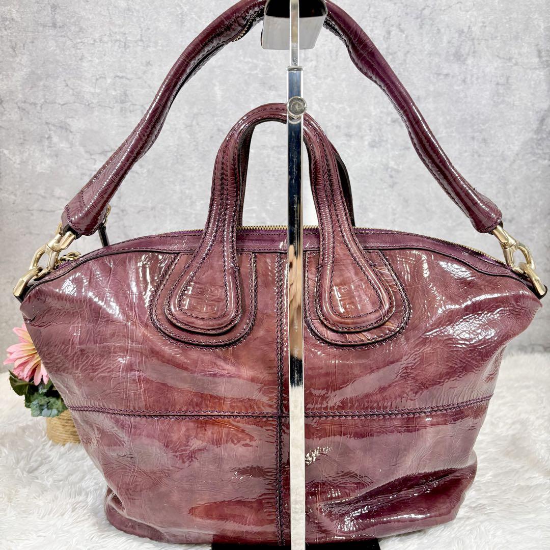GIVENCHY Shoulder Bag Purse 2way Nightingale 4G Leather Purple Authentic