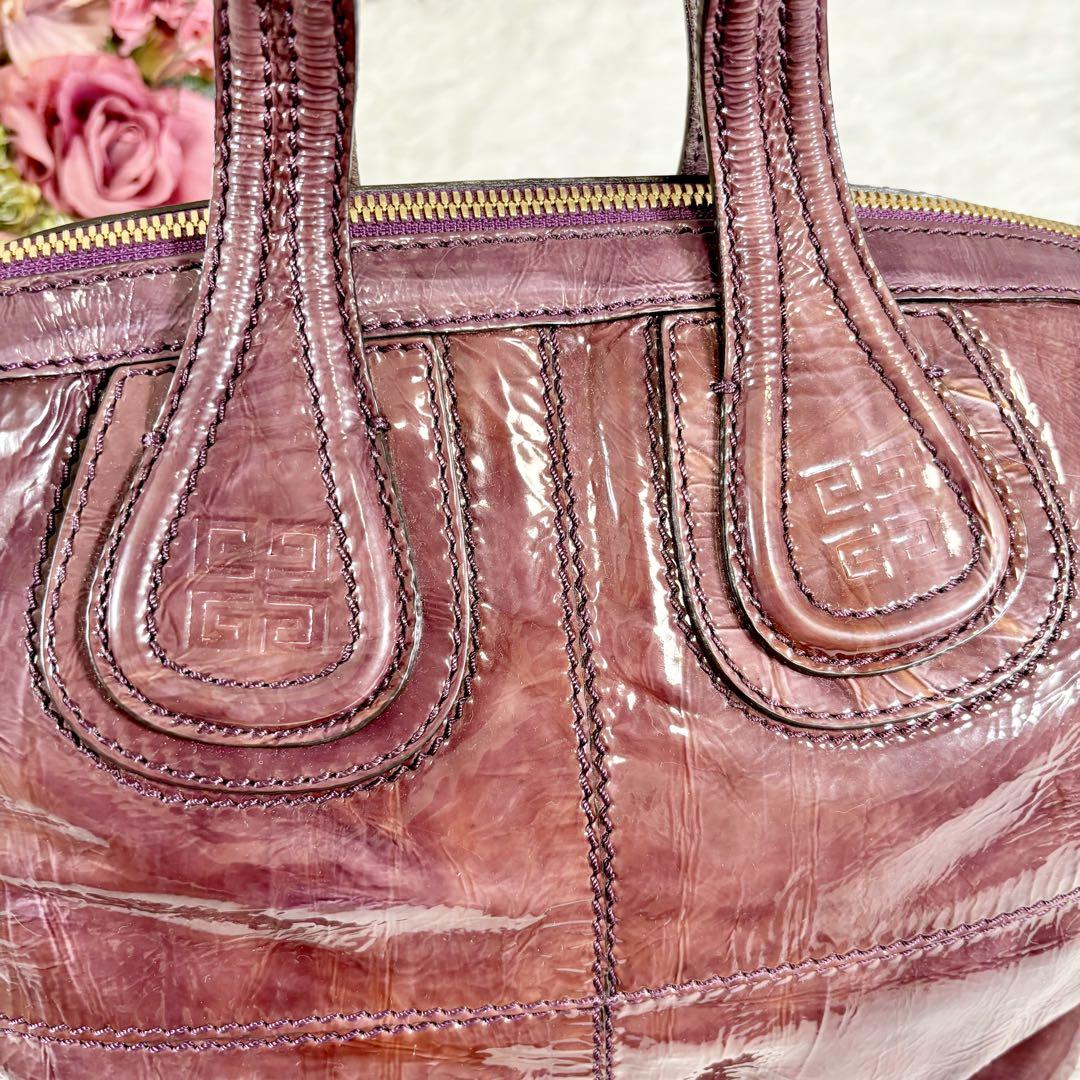GIVENCHY Shoulder Bag Purse 2way Nightingale 4G Leather Purple Authentic
