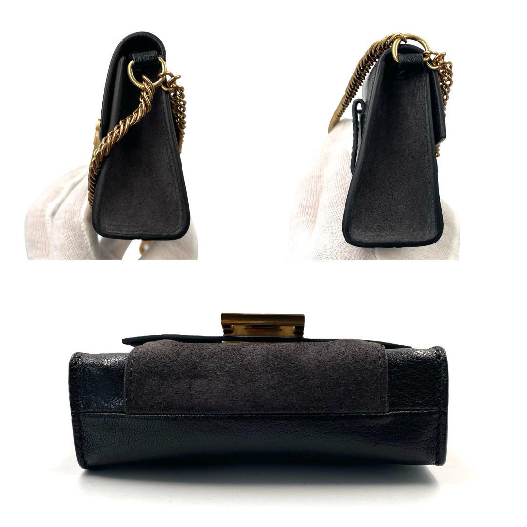 GIVENCHY Shoulder Bag Purse Chain Leather Suede Black Authentic