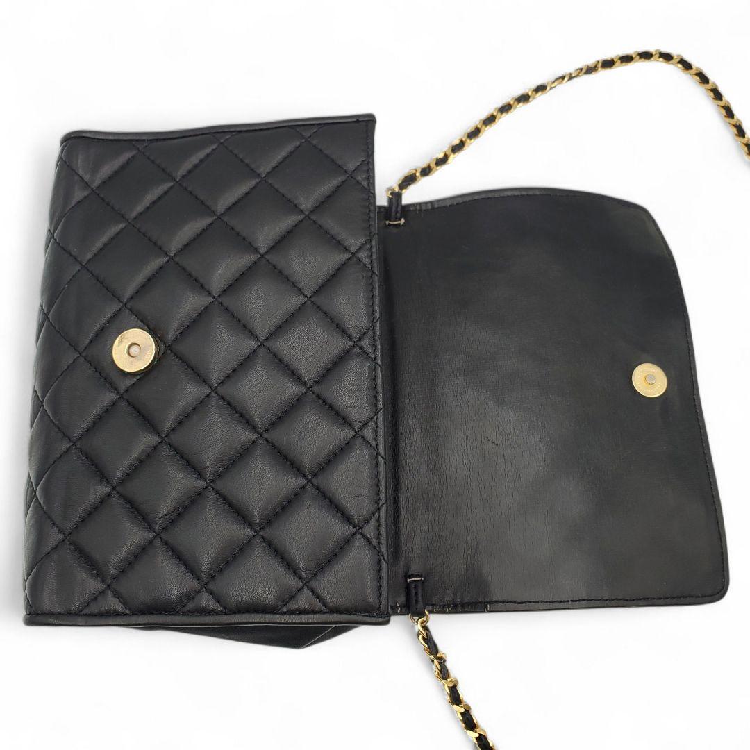 GIVENCHY Shoulder Bag Purse Chain 4G Quilted Leather Black Authentic