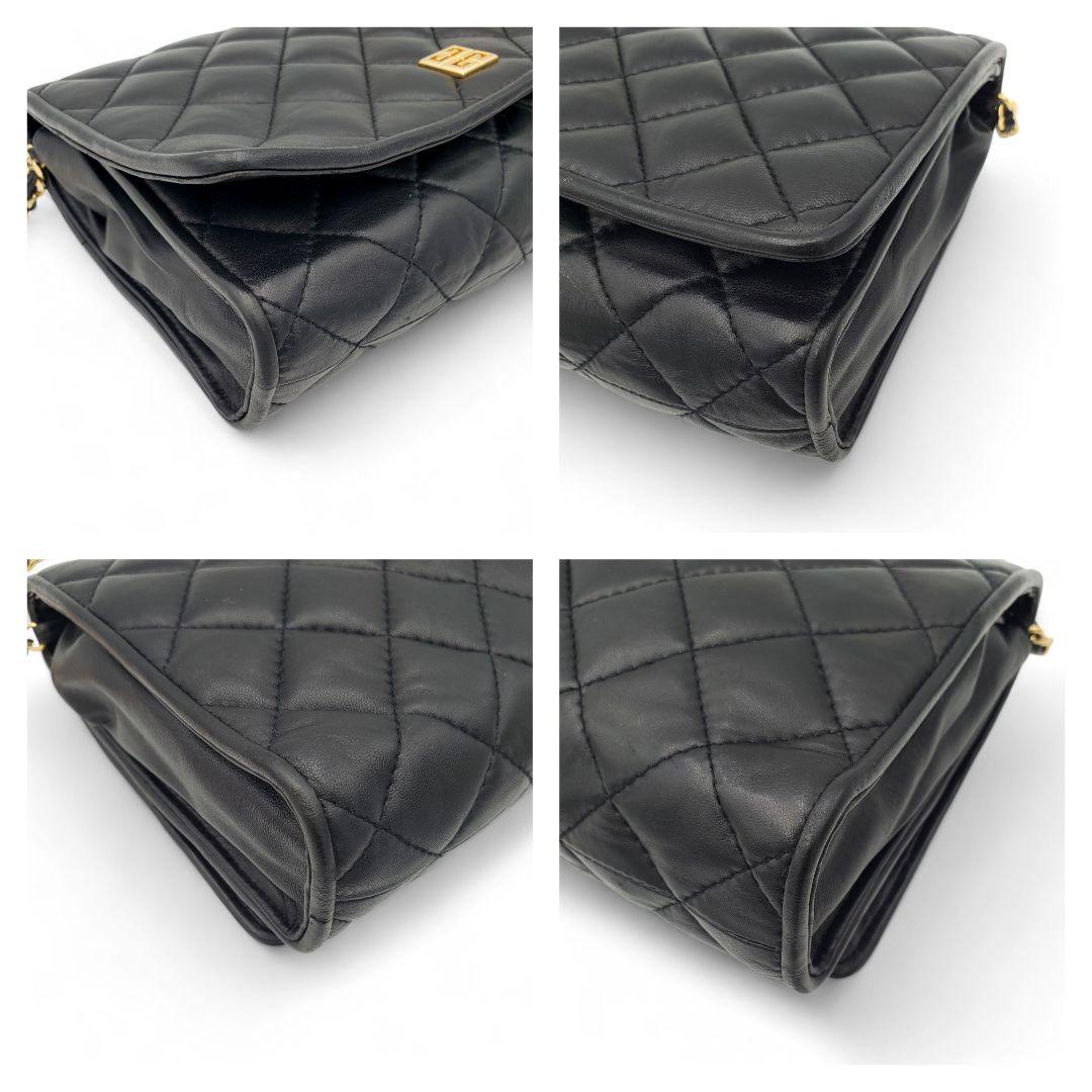 GIVENCHY Shoulder Bag Purse Chain 4G Quilted Leather Black Authentic