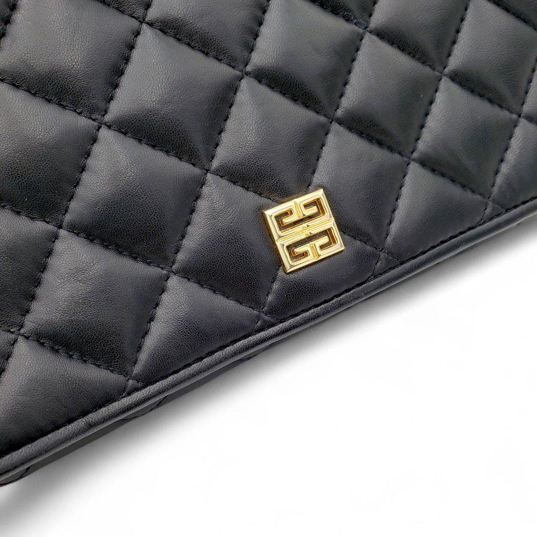 GIVENCHY Shoulder Bag Purse Chain 4G Quilted Leather Black Authentic