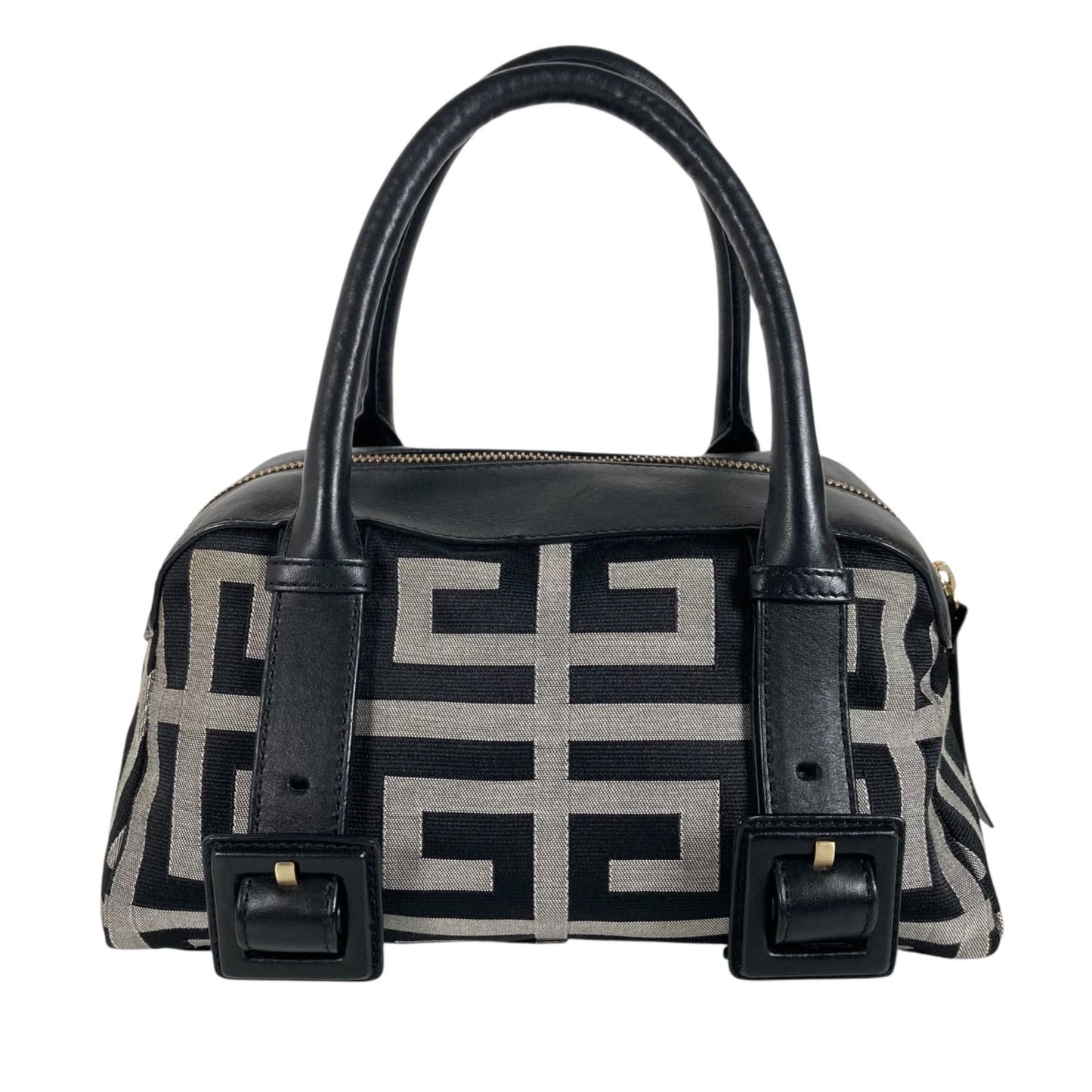 GIVENCHY Hand Bag Tote Purse 4G Canvas Leather Black Gray Authentic