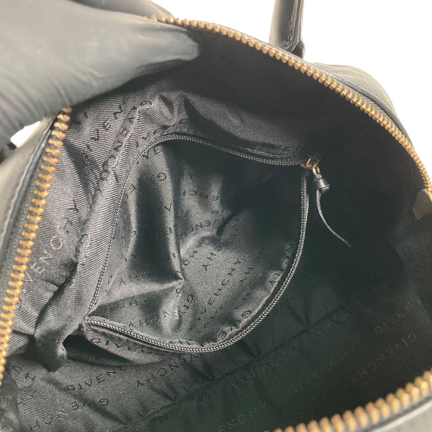 GIVENCHY Hand Bag Tote Purse 4G Canvas Leather Black Gray Authentic