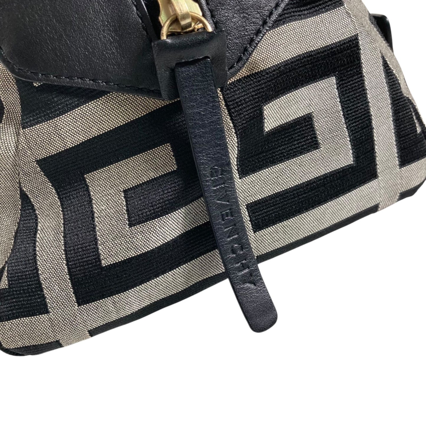 GIVENCHY Hand Bag Tote Purse 4G Canvas Leather Black Gray Authentic