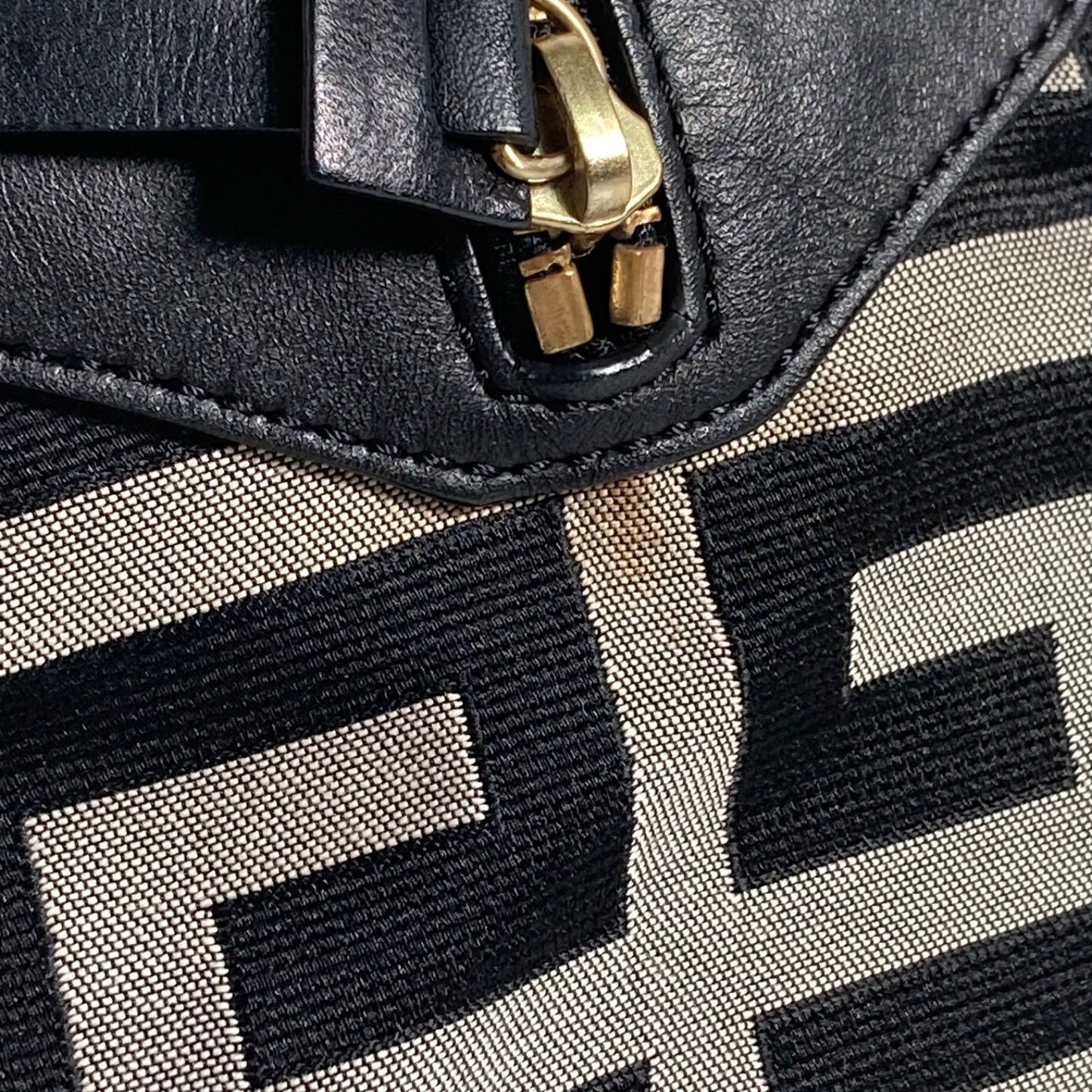GIVENCHY Hand Bag Tote Purse 4G Canvas Leather Black Gray Authentic