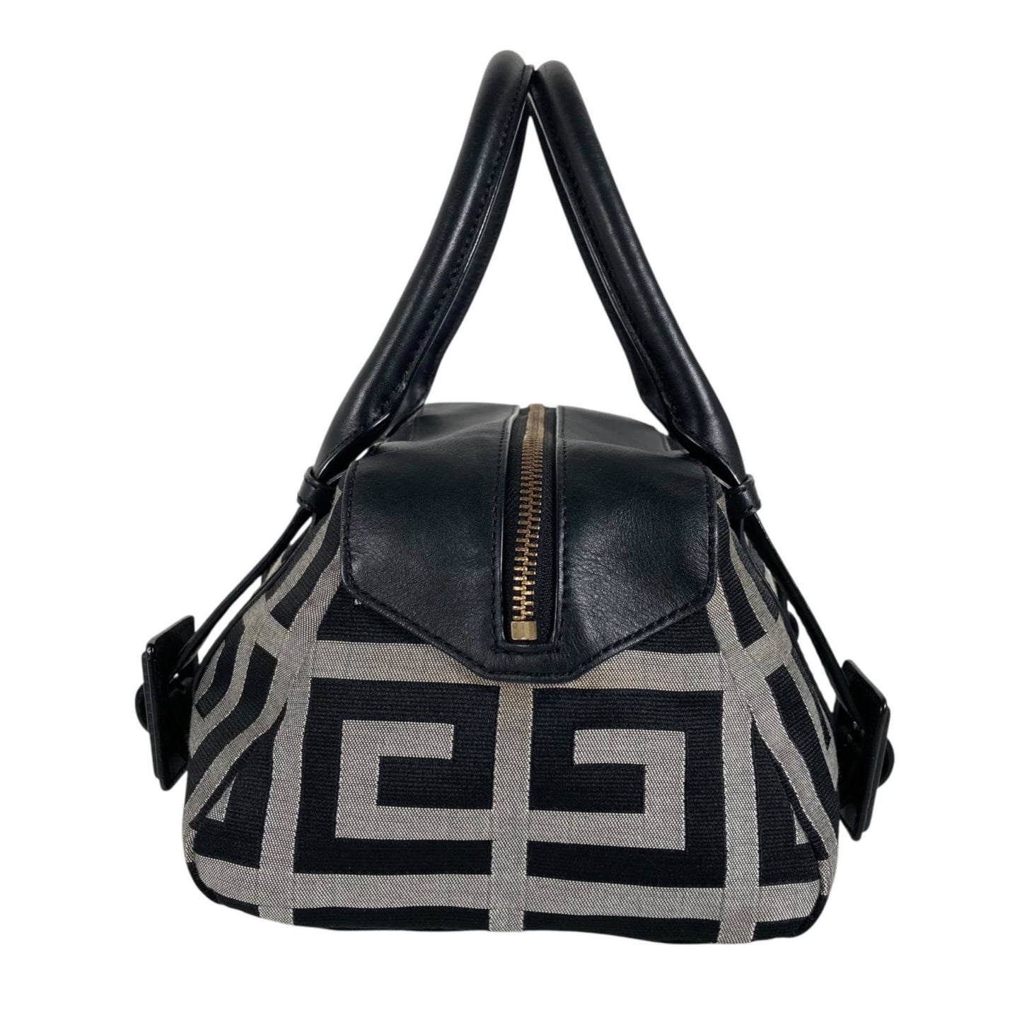 GIVENCHY Hand Bag Tote Purse 4G Canvas Leather Black Gray Authentic