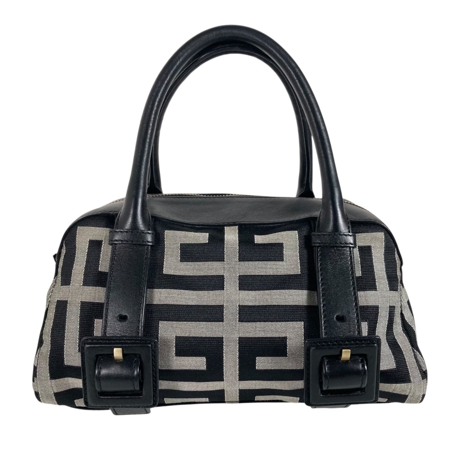 GIVENCHY Hand Bag Tote Purse 4G Canvas Leather Black Gray Authentic