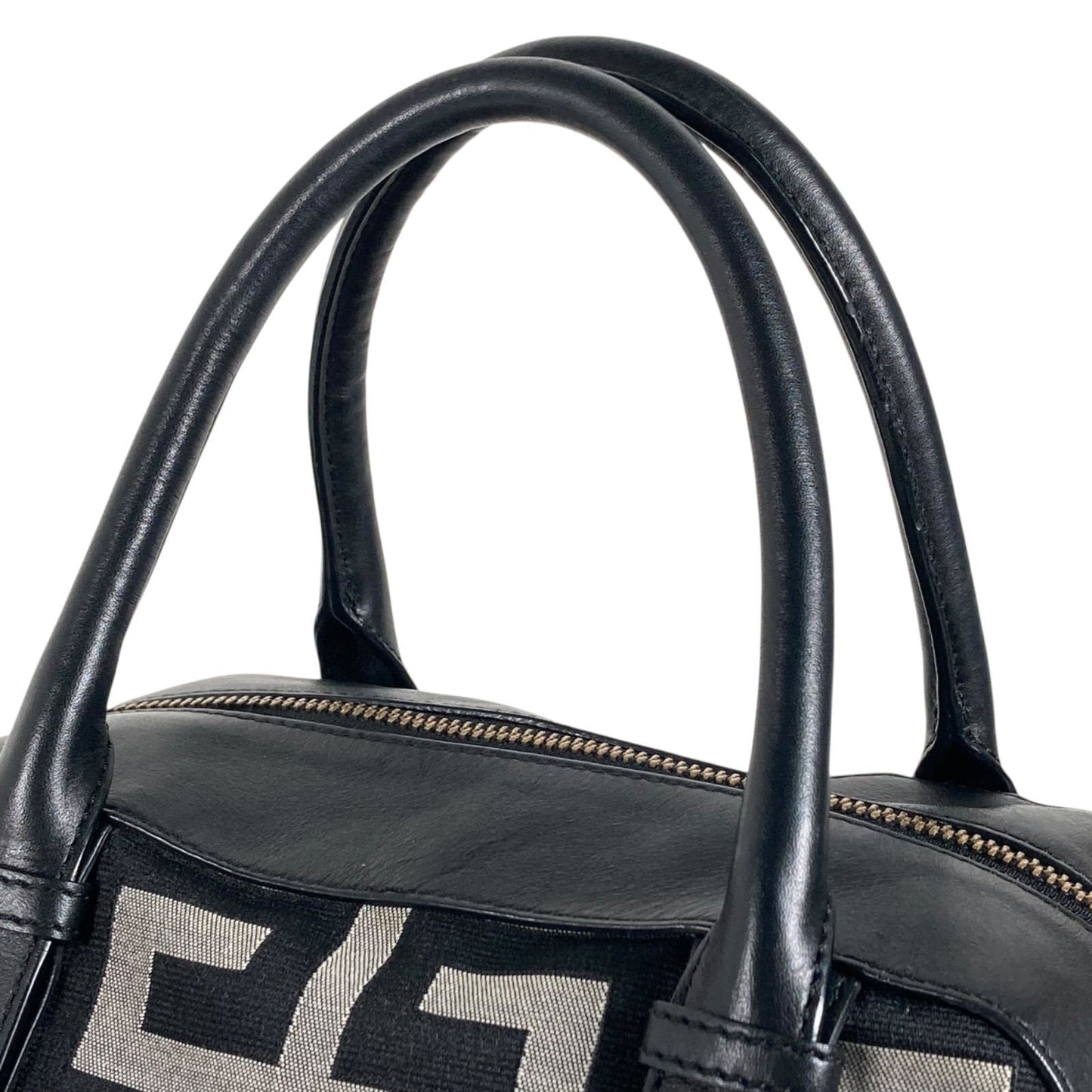 GIVENCHY Hand Bag Tote Purse 4G Canvas Leather Black Gray Authentic