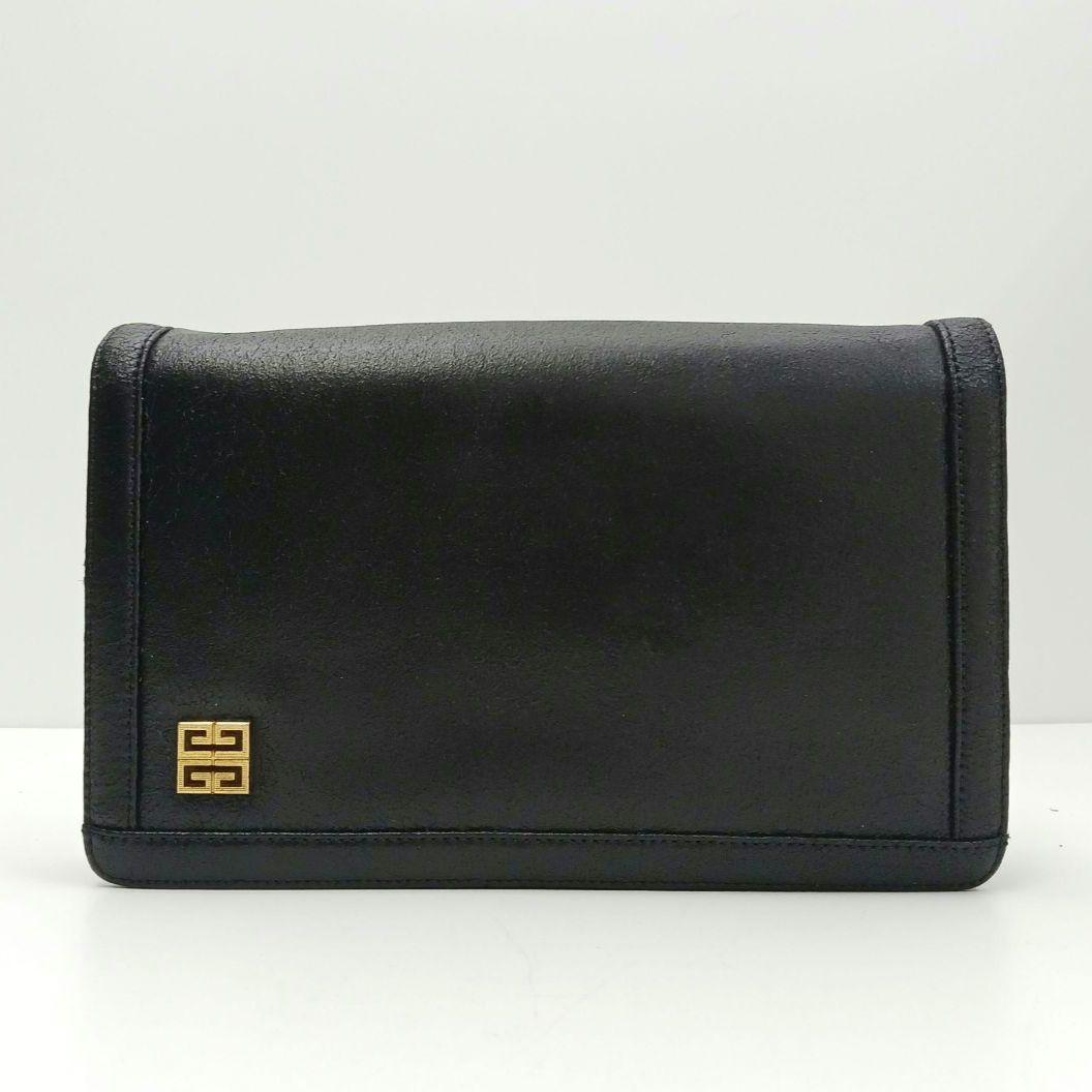 GIVENCHY Shoulder Bag Purse 4G Chain Leather Black Authentic