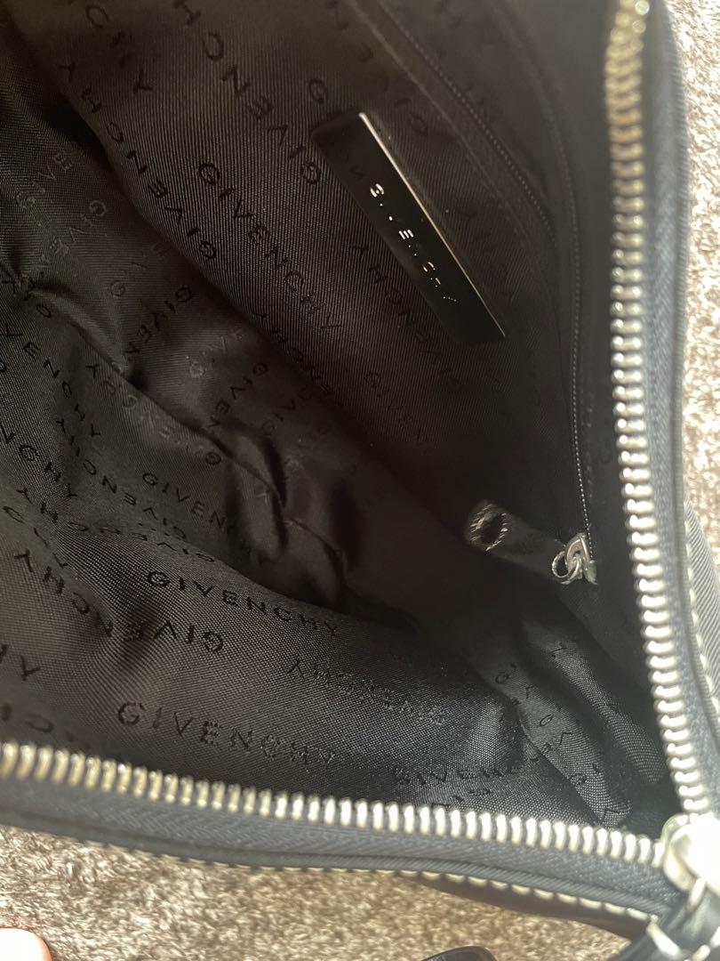GIVENCHY Accessory Pouch Shoulder Bag Purse Nylon Leather Black Authentic