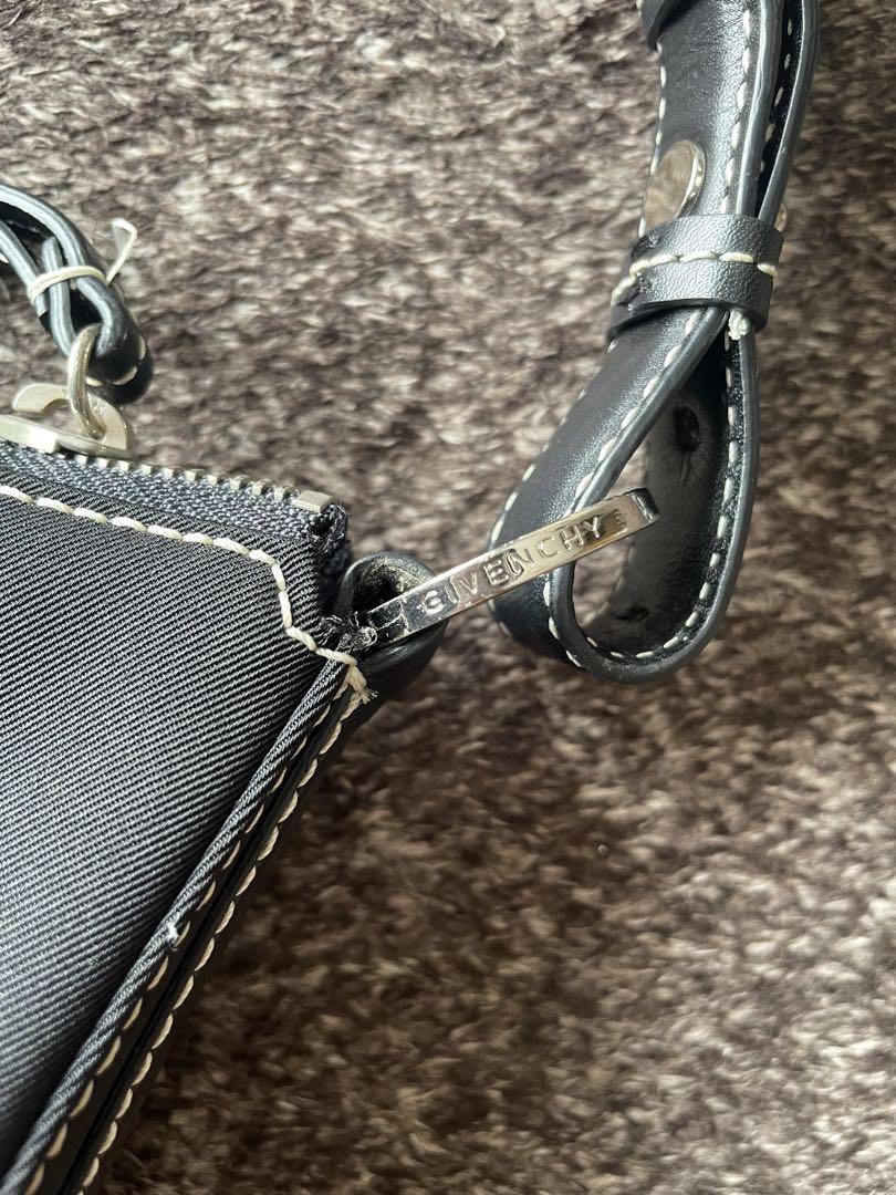 GIVENCHY Accessory Pouch Shoulder Bag Purse Nylon Leather Black Authentic