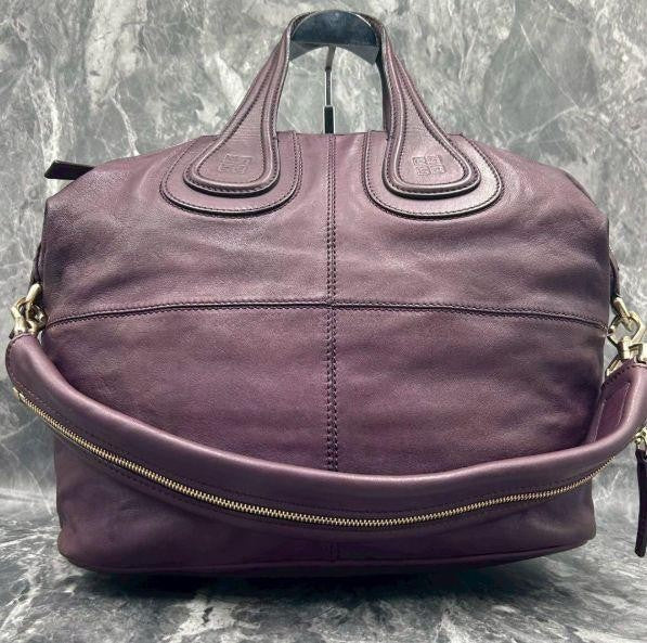 GIVENCHY Hand Shoulder Bag Tote Purse 2way Nightingale 4G Purple Authentic