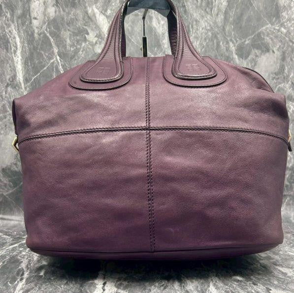 GIVENCHY Hand Shoulder Bag Tote Purse 2way Nightingale 4G Purple Authentic