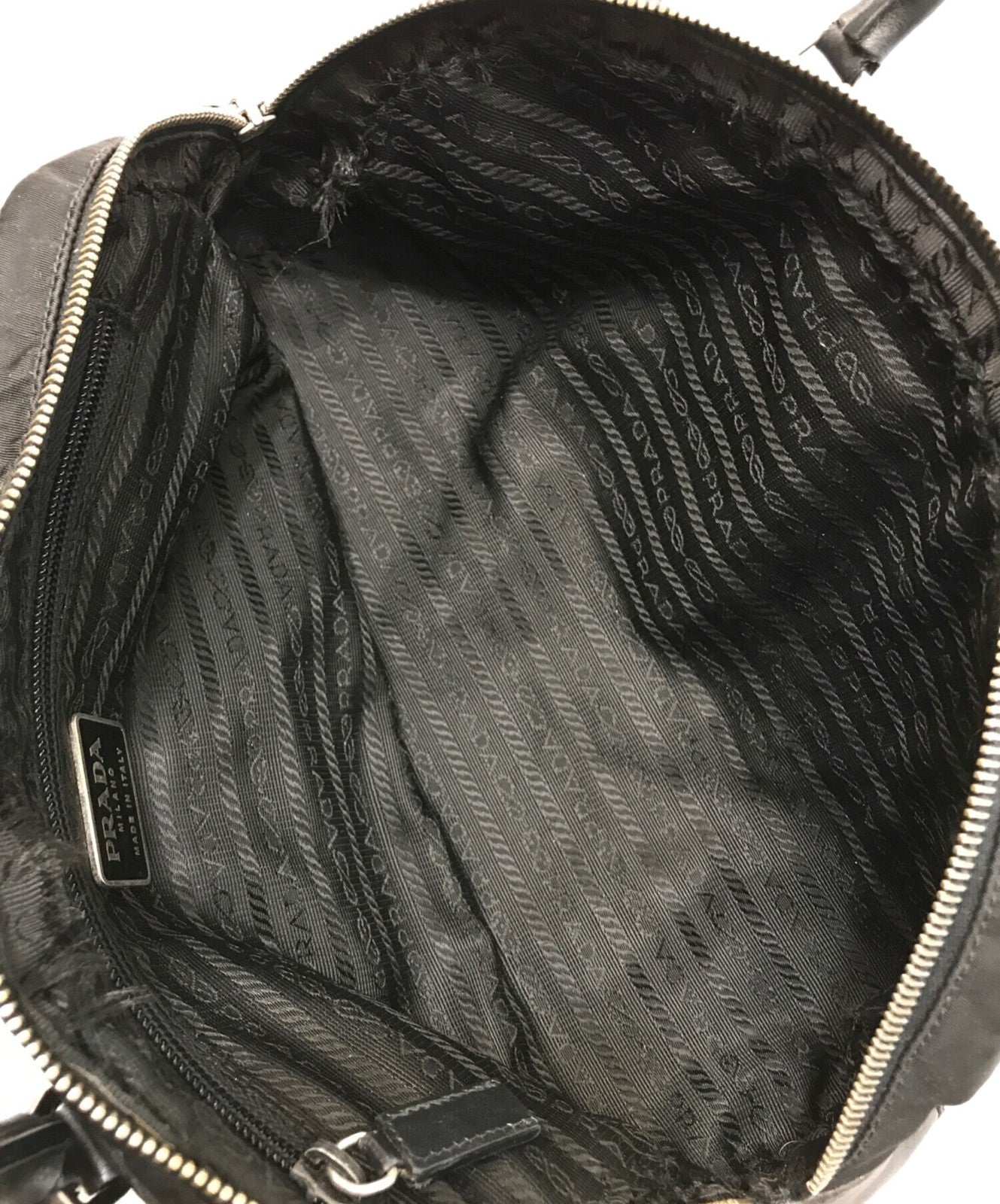 PRADA handbag bucket bag handbag logo nylon leather black authentic