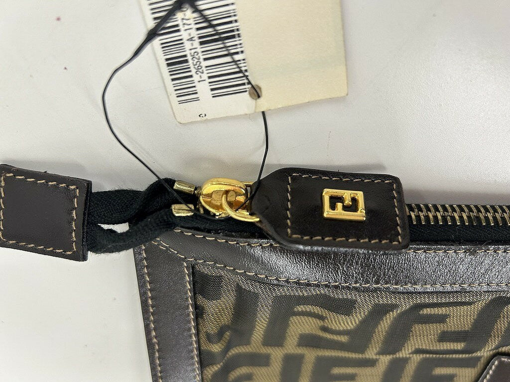 Authentic FENDI Second Hand FF Zucca Brown Clutch Bag