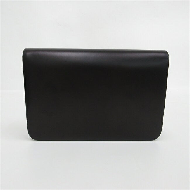 Christian Dior Shoulder Bag Purse CD Chain Leather Black Authentic
