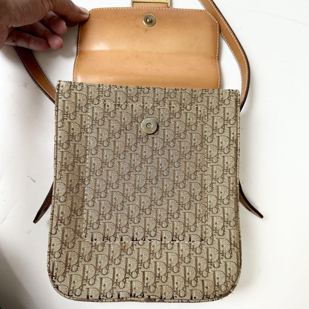 Christian Dior Shoulder Bag Purse Trotter Brown Authentic