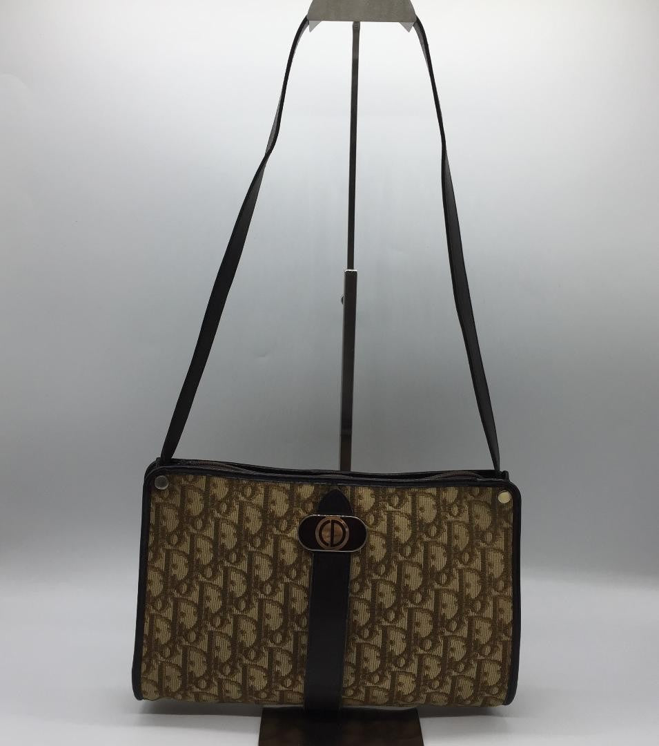 Christian Dior Shoulder Bag Purse Trotter Brown Authentic