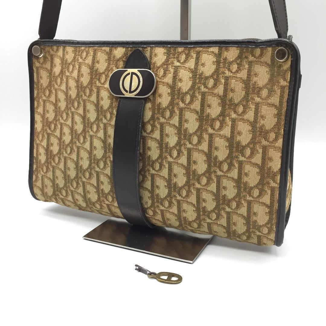 Christian Dior Shoulder Bag Purse Trotter Brown Authentic