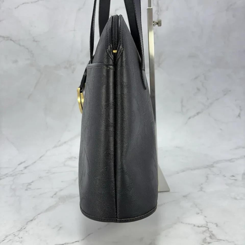 Christian Dior Hand Bag Tote Purse Trotter PVC Leather Black Authentic