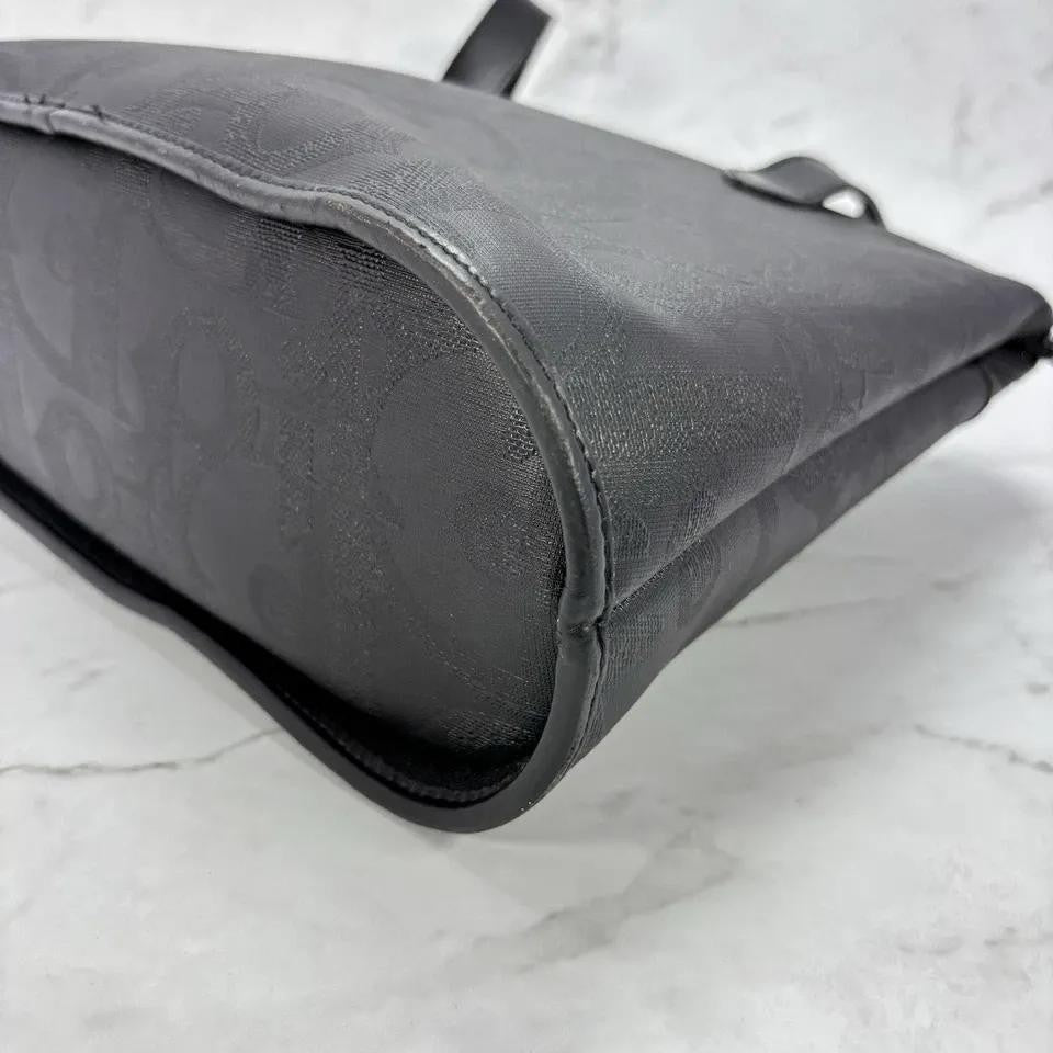 Christian Dior Hand Bag Tote Purse Trotter PVC Leather Black Authentic