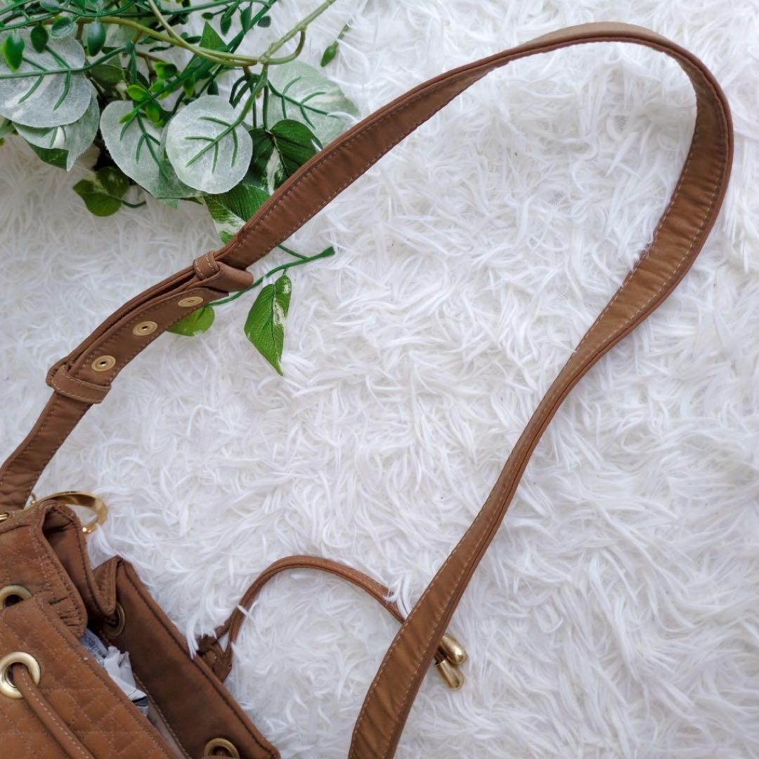 Christian Dior Shoulder Bag Purse Cannage Camel Authentic