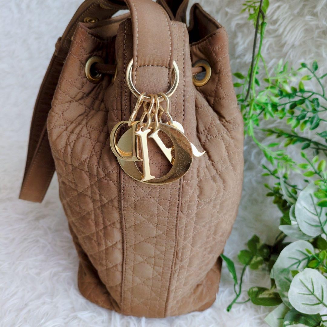 Christian Dior Shoulder Bag Purse Cannage Camel Authentic