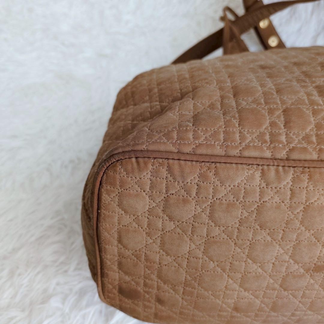 Christian Dior Shoulder Bag Purse Cannage Camel Authentic