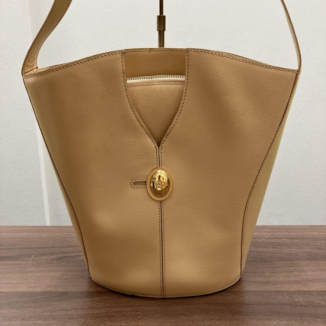 Christian Dior Shoulder Bag Purse CD Beige Authentic
