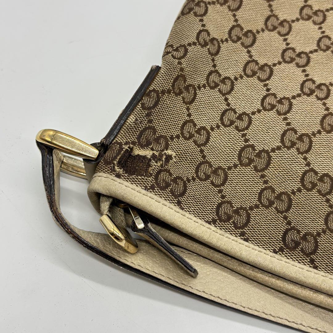 GUCCI Shoulder Bag Purse GG Canvas Beige Authentic