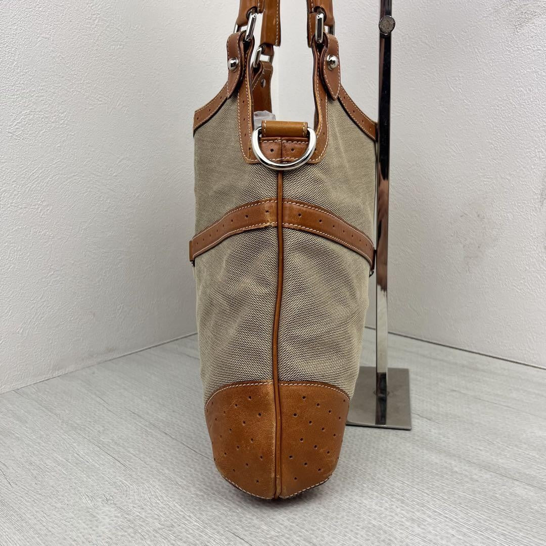 GUCCI Hand Shoulder Bag Tote Purse Sherry Line Interlocking Canvas Leather Brown
