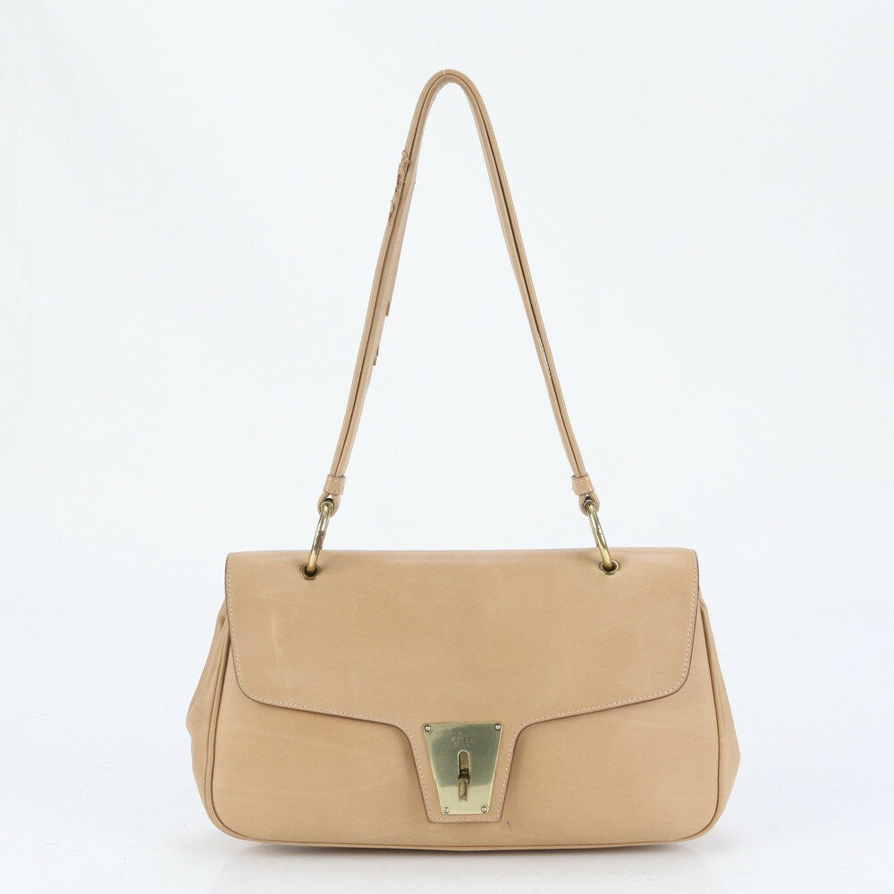GUCCI Shoulder Bag Purse Leather Beige Authentic