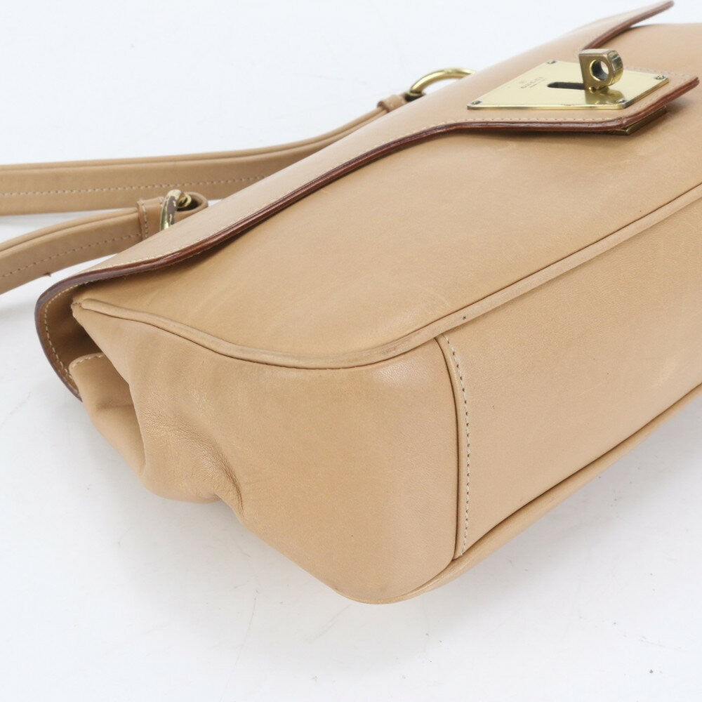 GUCCI Shoulder Bag Purse Leather Beige Authentic