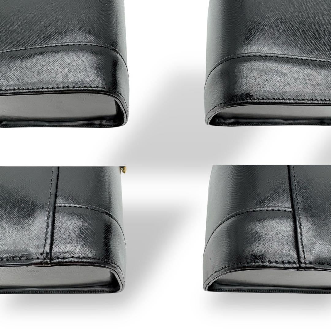 VERSACE Vanity Hand Bag Tote Purse Sunburst Leather Black Authentic