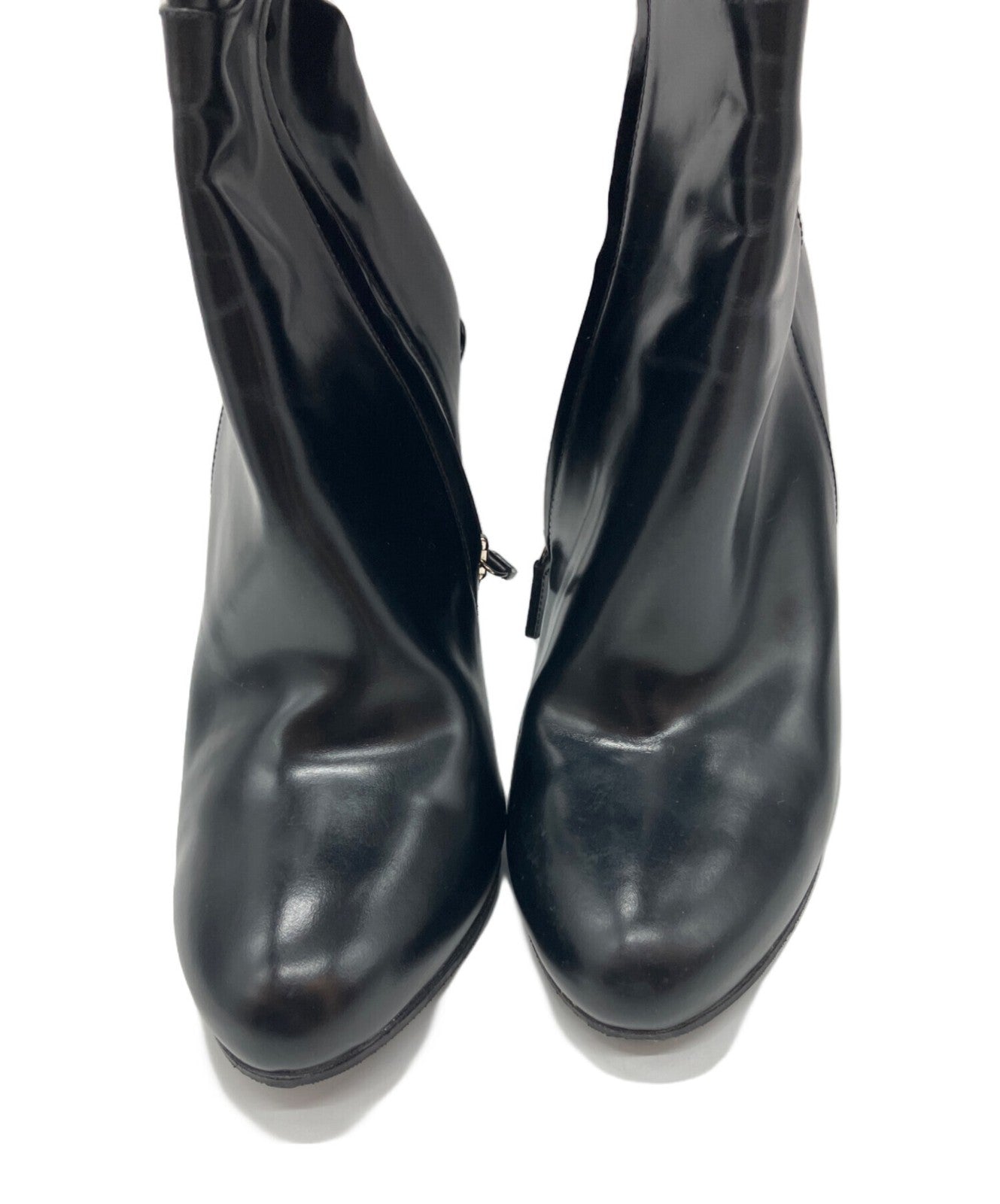 GUCCI High Heel Long Boots Shoes EU 38 US 8 Black Authentic