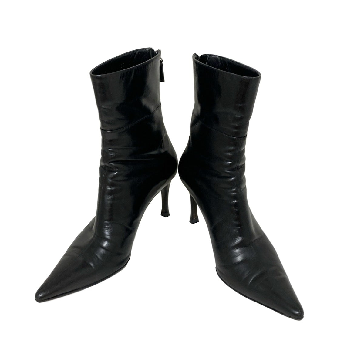 GUCCI Short Boots Shoes EU 37 US 7 Leather Black Authentic