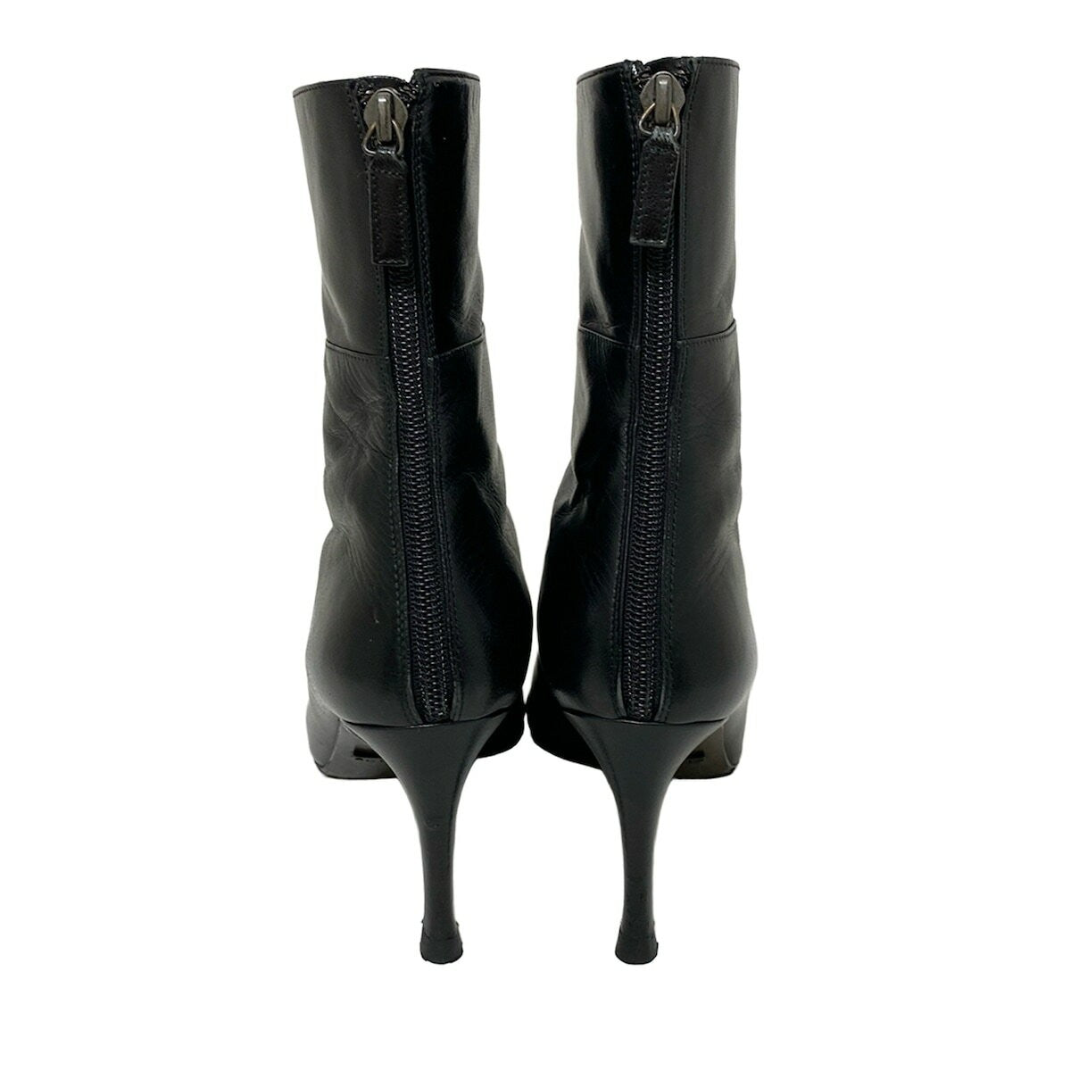 GUCCI Short Boots Shoes EU 37 US 7 Leather Black Authentic