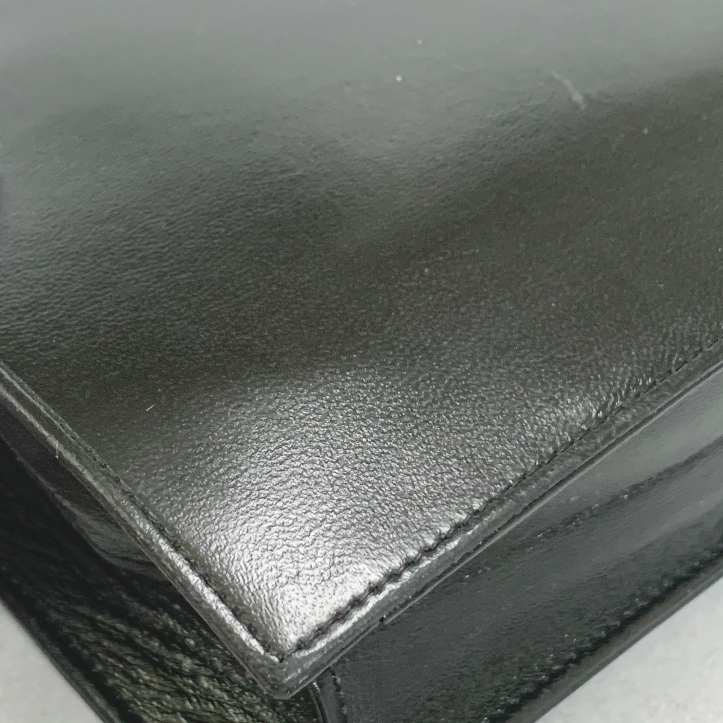Saint Laurent Bag YSL Clutch Purse Hand Leather Black Gold Used Authentic